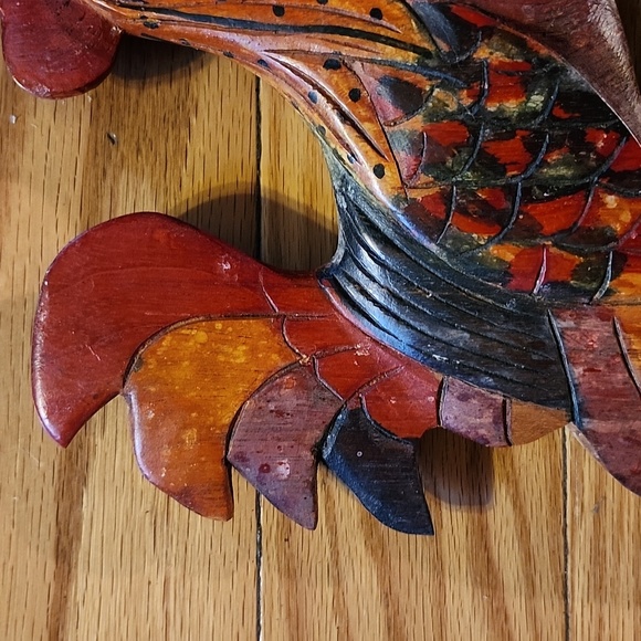 Hand Carved Made In Jamaica Rooster Sculpture - Picture 7 of 16